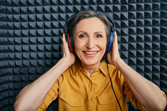 Woman in hearing booth